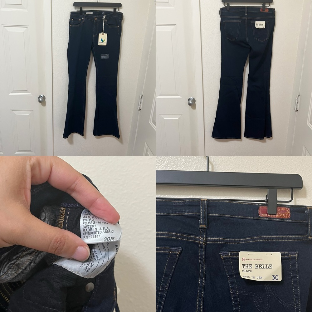 •AG ADRIANO GOLDSCHMIED• The Belle Flare Jeans Dark Blue